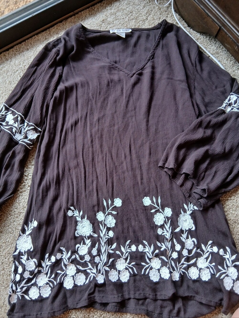 Y2K Cute Options Brown V-Neck Rayon Top